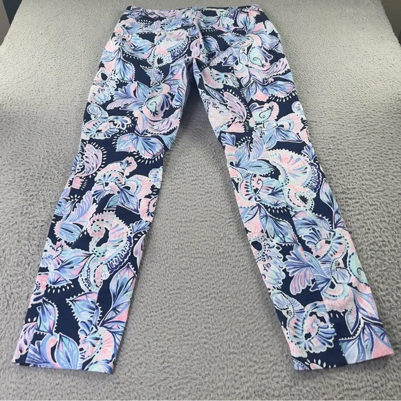 Lilly Pulitzer Kelly Pants Womens 10 Multicolor High Rise Skinny Ankle Preppy - Picture 2 of 10